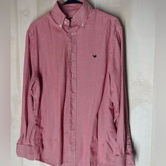 Southern Marsh red and white checked long sleeve button front shirt,‎ size large - Picture 1 of 8